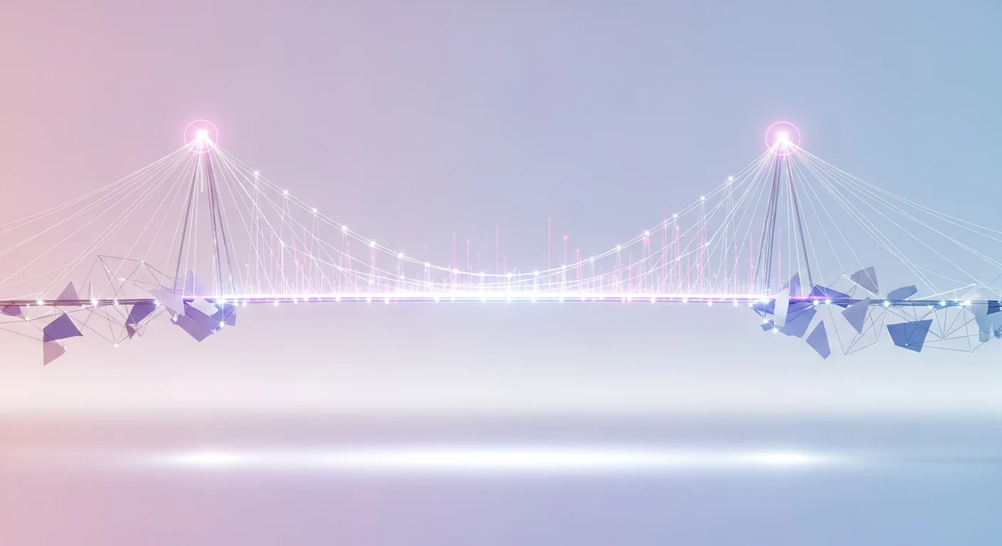 Pont lumineux reliant deux rives.