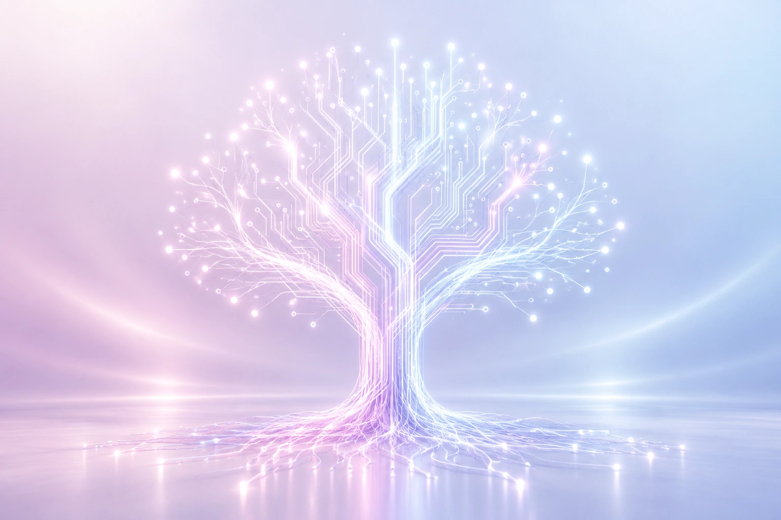 Arbre lumineux dont les branches se prolongent en circuits.